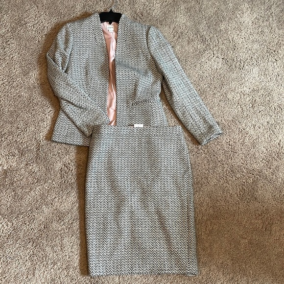 J. Crew Wool Chevron Suit Jacket & Pencil Skirt NWT